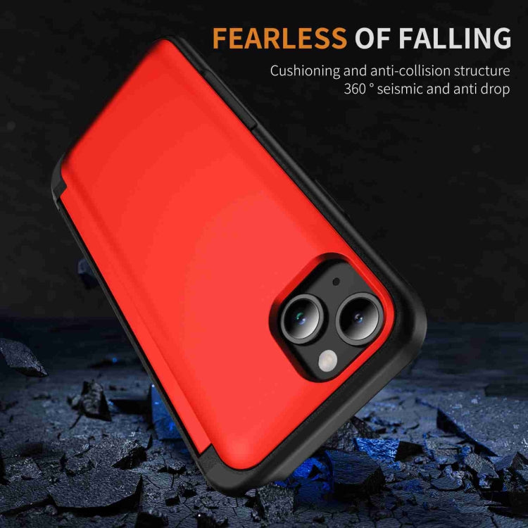 For iPhone 15 Plus 3 in 1 Flip Holder Phone Case