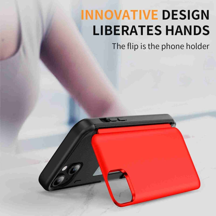 For iPhone 15 Plus 3 in 1 Flip Holder Phone Case