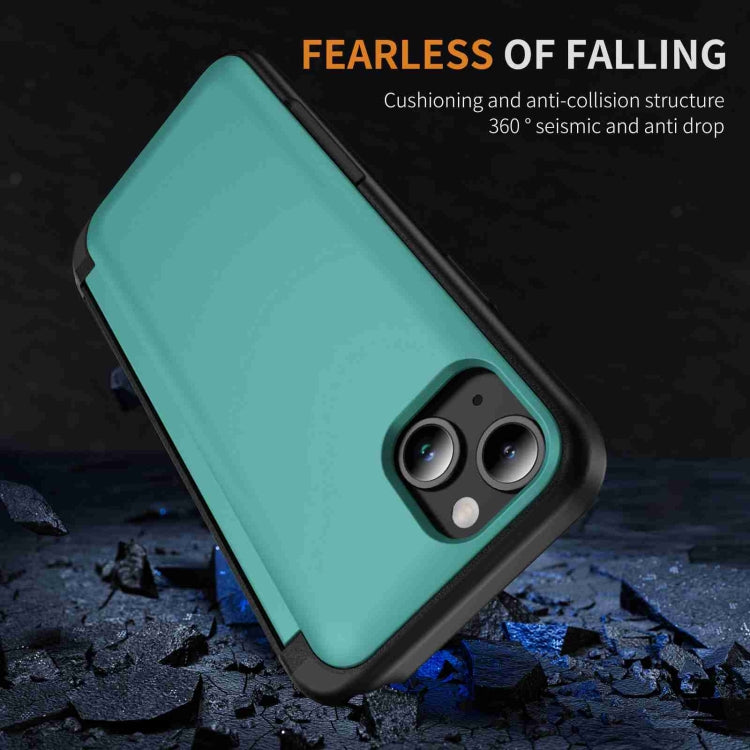 For iPhone 15 Plus 3 in 1 Flip Holder Phone Case