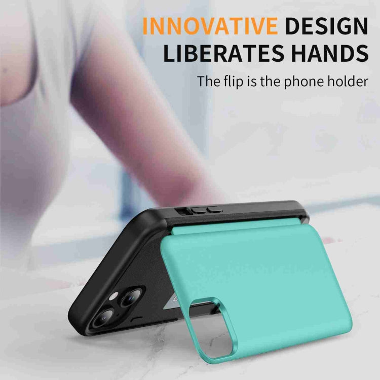 For iPhone 15 Plus 3 in 1 Flip Holder Phone Case