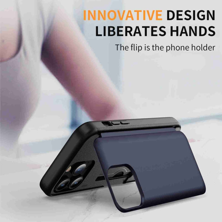 For iPhone 15 Pro 3 in 1 Flip Holder Phone Case