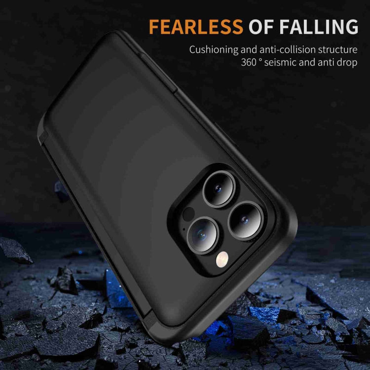 For iPhone 15 Pro 3 in 1 Flip Holder Phone Case
