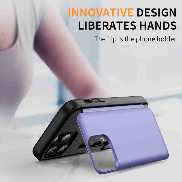 For iPhone 15 Pro 3 in 1 Flip Holder Phone Case