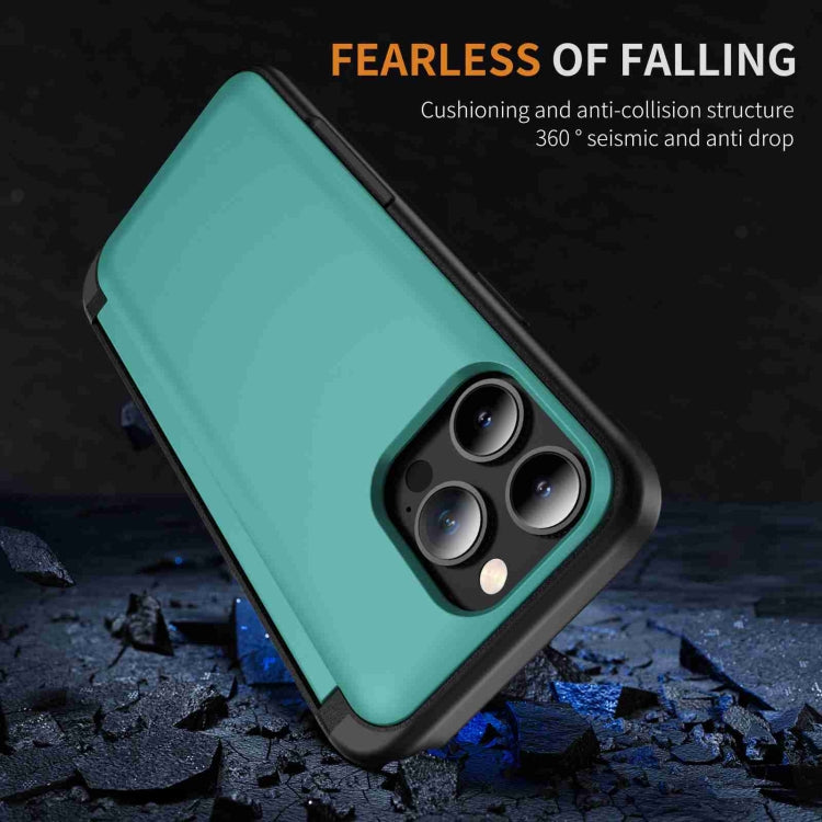 For iPhone 15 Pro 3 in 1 Flip Holder Phone Case