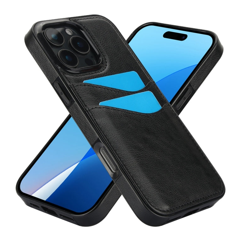 For iPhone 16 Pro Max Litchi Leather Skin Card Slots Phone Case