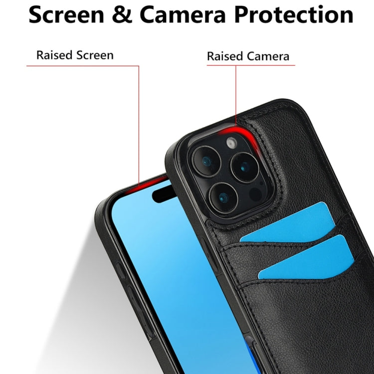 For iPhone 16 Pro Max Litchi Leather Skin Card Slots Phone Case