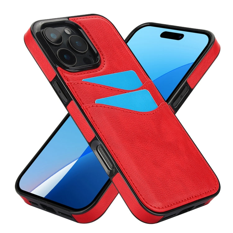 For iPhone 16 Pro Max Litchi Leather Skin Card Slots Phone Case