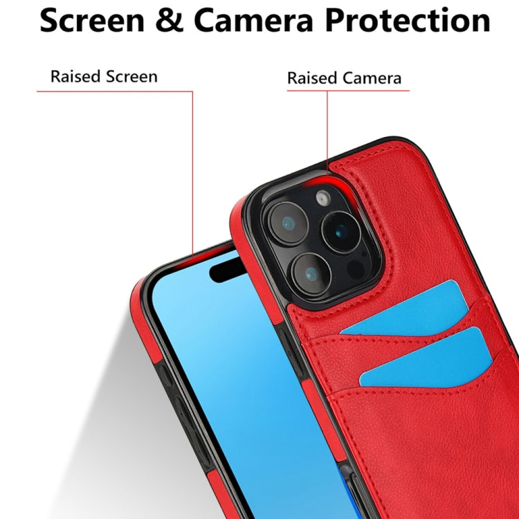 For iPhone 16 Pro Max Litchi Leather Skin Card Slots Phone Case