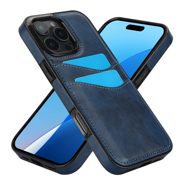For iPhone 16 Pro Max Litchi Leather Skin Card Slots Phone Case
