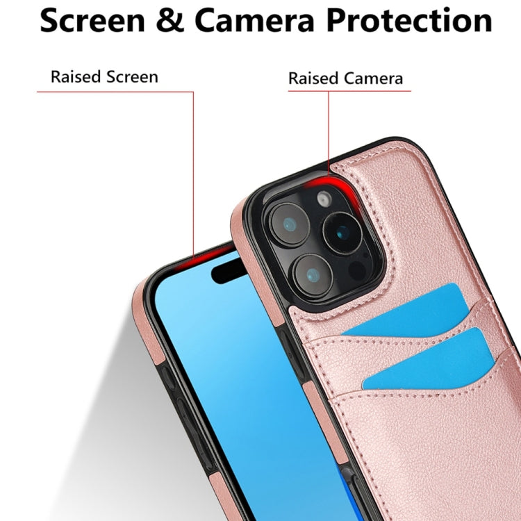 For iPhone 16 Pro Max Litchi Leather Skin Card Slots Phone Case