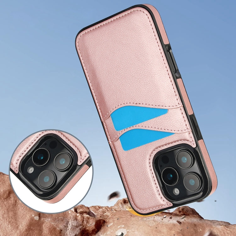 For iPhone 16 Pro Max Litchi Leather Skin Card Slots Phone Case