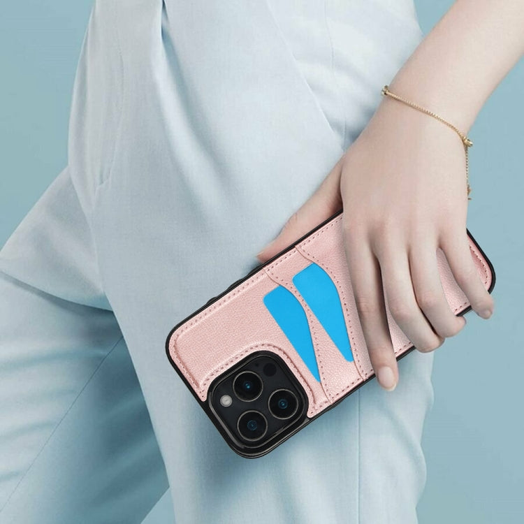 For iPhone 16 Pro Max Litchi Leather Skin Card Slots Phone Case