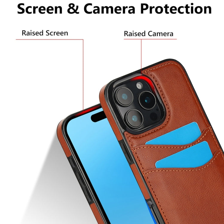 For iPhone 16 Pro Max Litchi Leather Skin Card Slots Phone Case