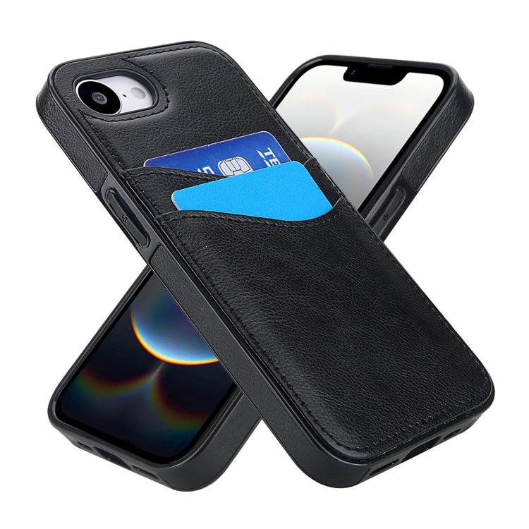For iPhone 17e / 16e Litchi Leather Skin Card Slots Phone Case