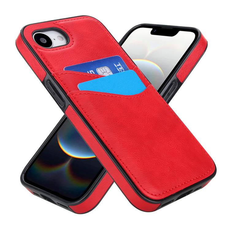 For iPhone 17e / 16e Litchi Leather Skin Card Slots Phone Case