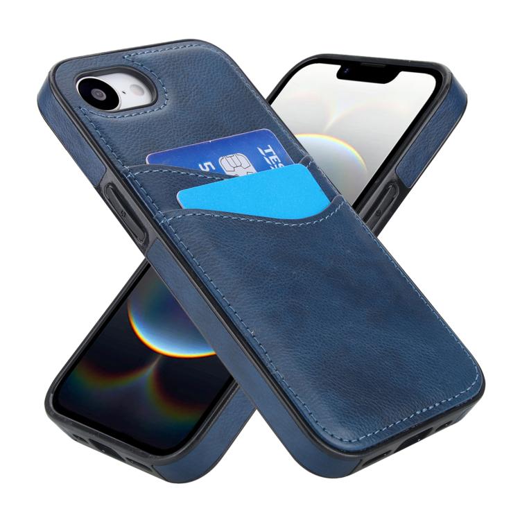 For iPhone 17e / 16e Litchi Leather Skin Card Slots Phone Case