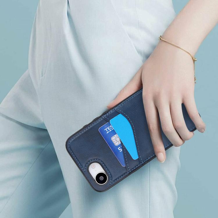 For iPhone 17e / 16e Litchi Leather Skin Card Slots Phone Case