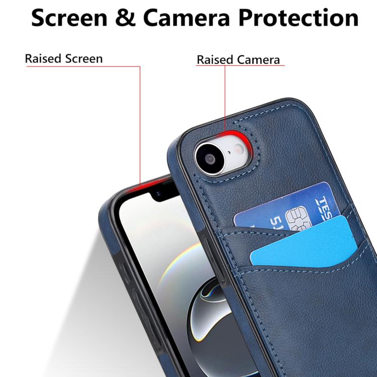 For iPhone 17e / 16e Litchi Leather Skin Card Slots Phone Case