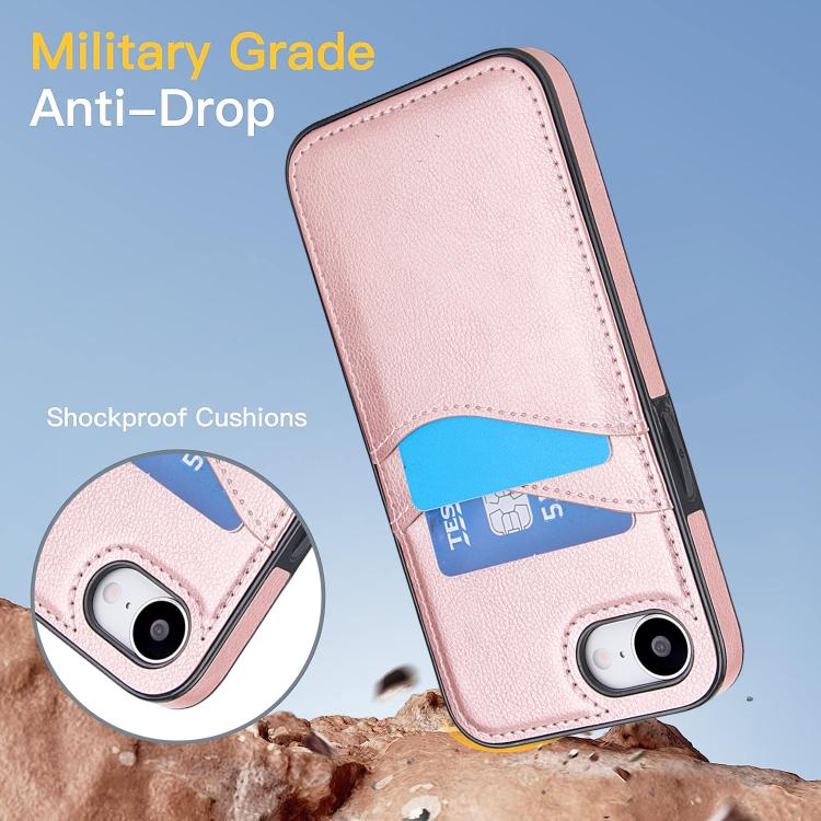 For iPhone 17e / 16e Litchi Leather Skin Card Slots Phone Case