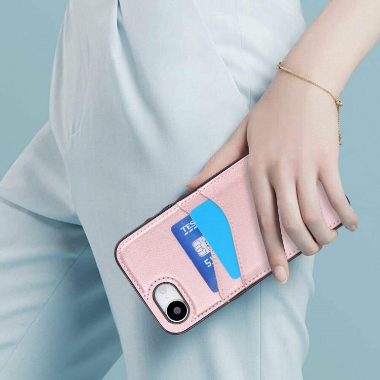 For iPhone 17e / 16e Litchi Leather Skin Card Slots Phone Case