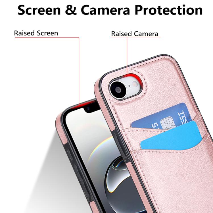 For iPhone 17e / 16e Litchi Leather Skin Card Slots Phone Case