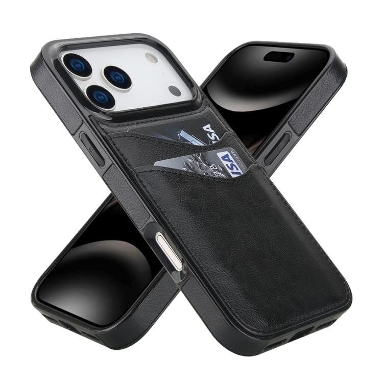 For iPhone 17 Pro Max Litchi Leather Skin Card Slots Phone Case