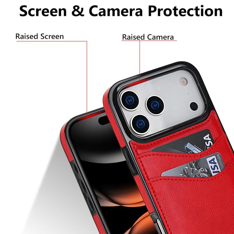 For iPhone 17 Pro Max Litchi Leather Skin Card Slots Phone Case