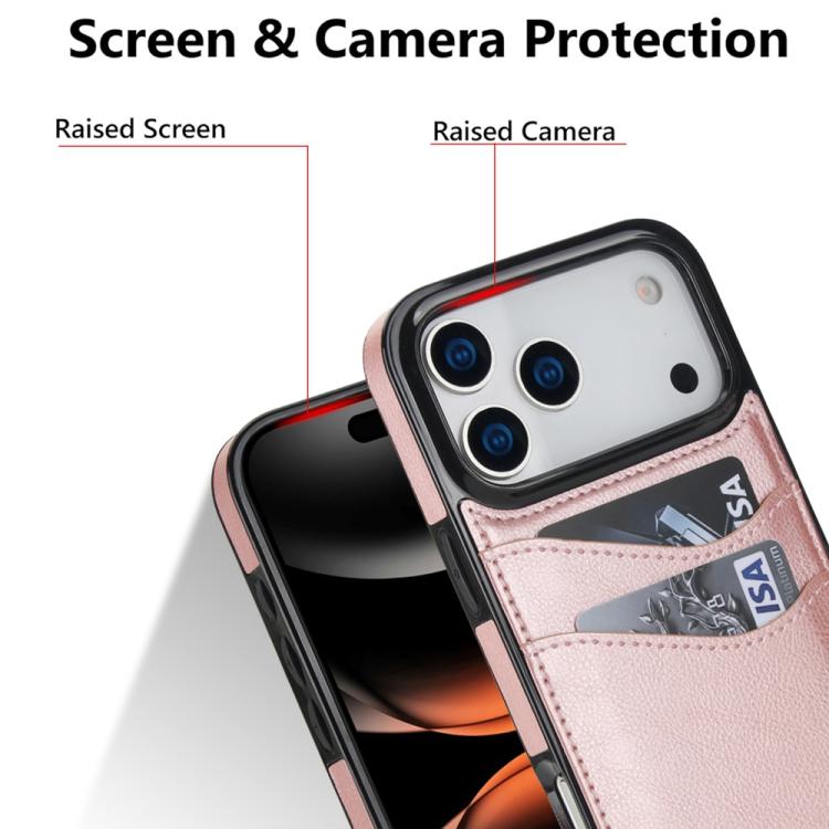 For iPhone 17 Pro Max Litchi Leather Skin Card Slots Phone Case