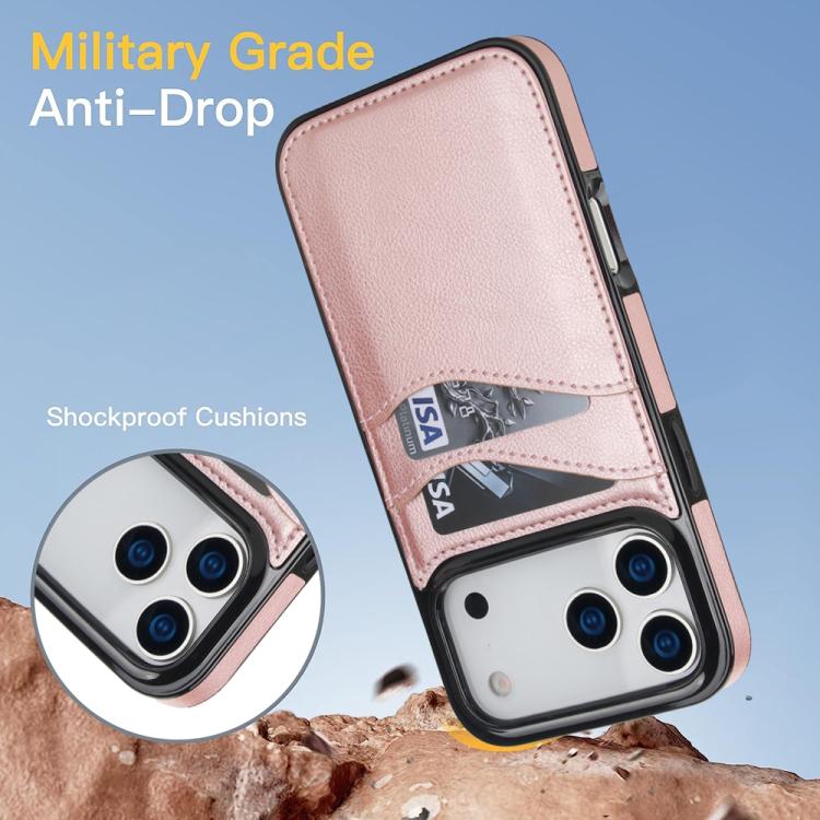 For iPhone 17 Pro Max Litchi Leather Skin Card Slots Phone Case