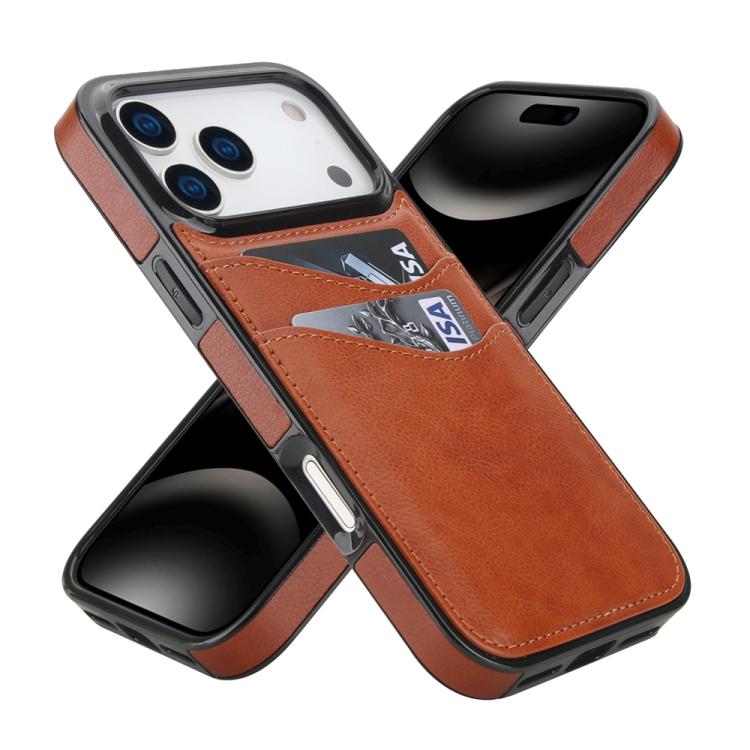For iPhone 17 Pro Max Litchi Leather Skin Card Slots Phone Case