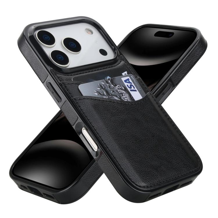 For iPhone 17 Pro Litchi Leather Skin Card Slots Phone Case