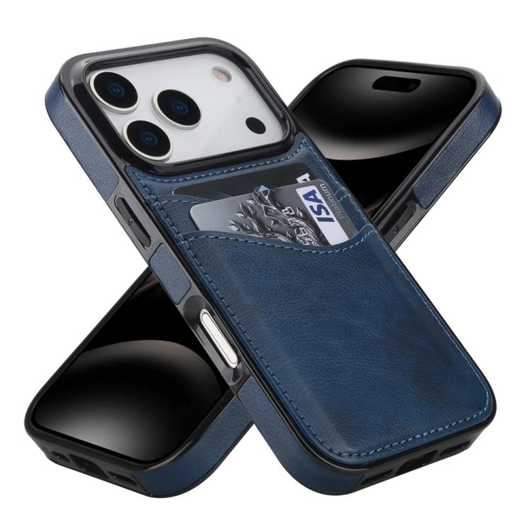 For iPhone 17 Pro Litchi Leather Skin Card Slots Phone Case