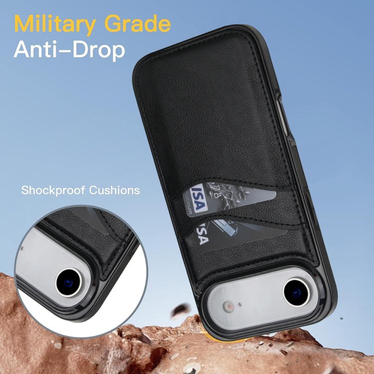 For iPhone Air Litchi Leather Skin Card Slots Phone Case