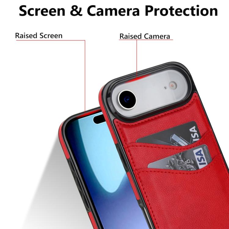 For iPhone Air Litchi Leather Skin Card Slots Phone Case