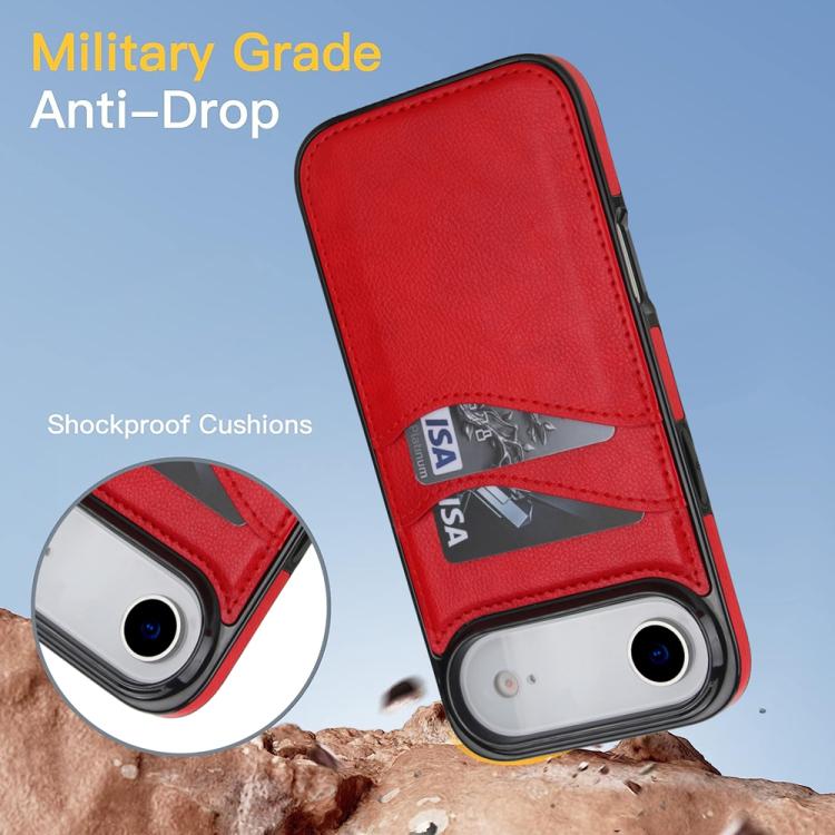 For iPhone Air Litchi Leather Skin Card Slots Phone Case