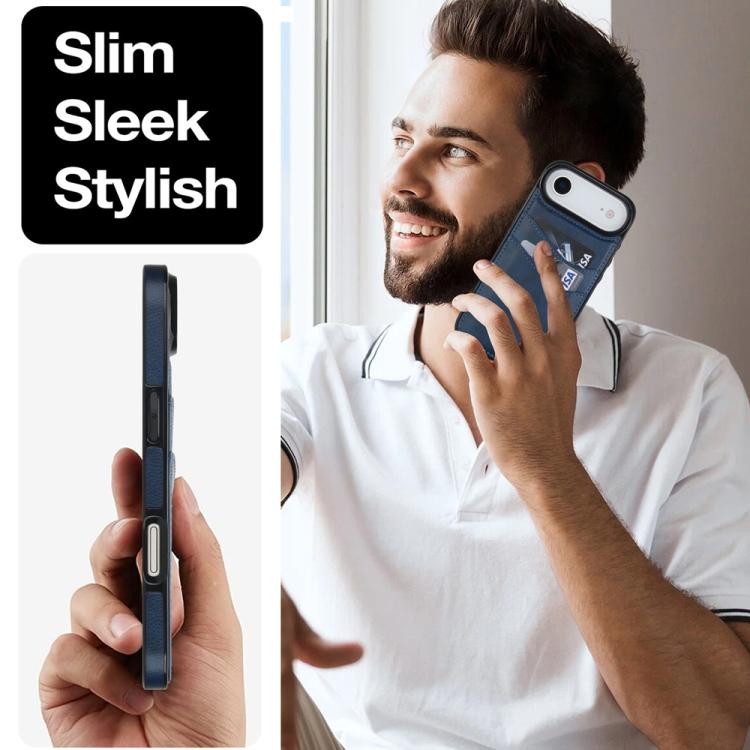 For iPhone Air Litchi Leather Skin Card Slots Phone Case
