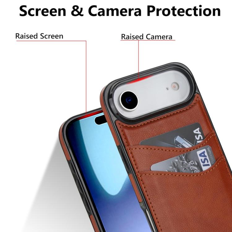 For iPhone Air Litchi Leather Skin Card Slots Phone Case