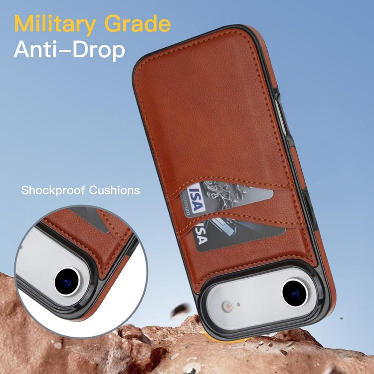 For iPhone Air Litchi Leather Skin Card Slots Phone Case