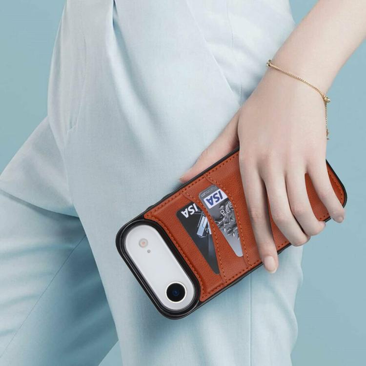 For iPhone Air Litchi Leather Skin Card Slots Phone Case