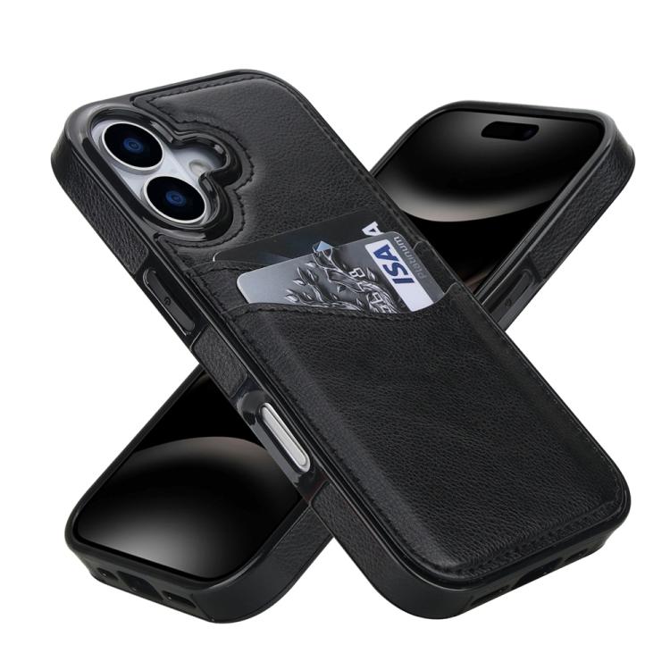 For iPhone 17 Litchi Leather Skin Card Slots Phone Case