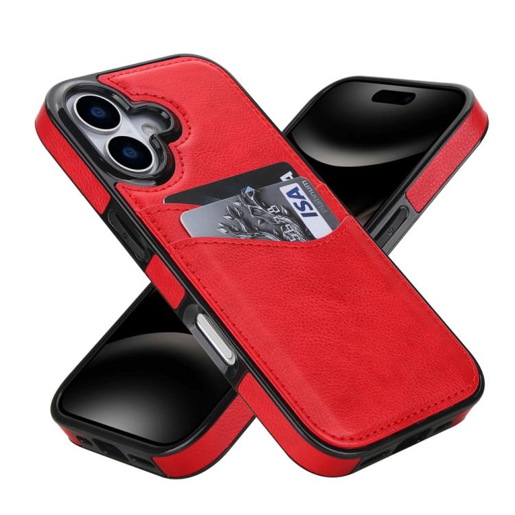 For iPhone 17 Litchi Leather Skin Card Slots Phone Case