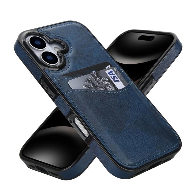 For iPhone 17 Litchi Leather Skin Card Slots Phone Case