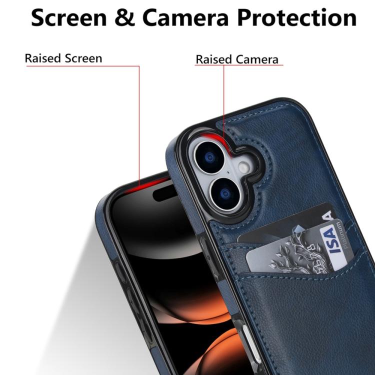 For iPhone 17 Litchi Leather Skin Card Slots Phone Case