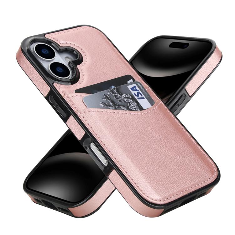 For iPhone 17 Litchi Leather Skin Card Slots Phone Case