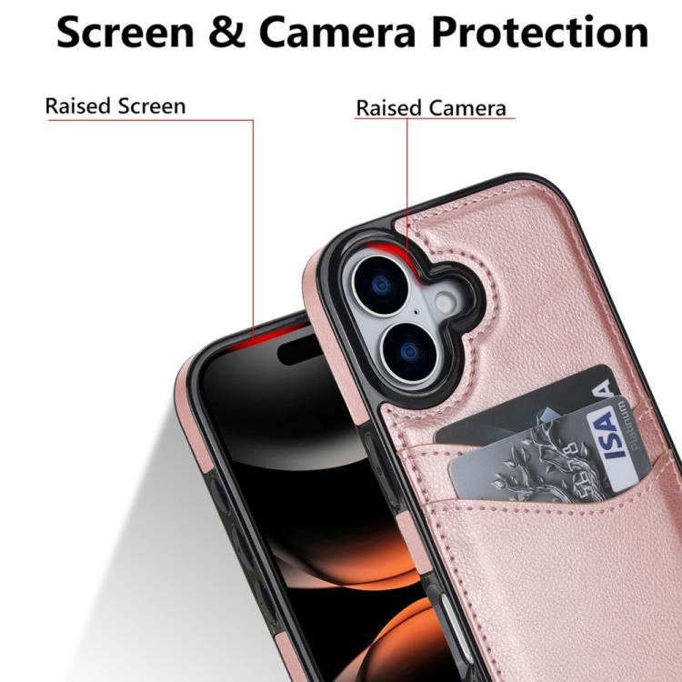 For iPhone 17 Litchi Leather Skin Card Slots Phone Case