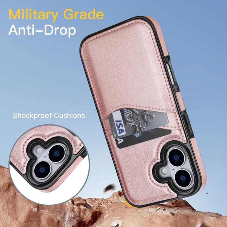 For iPhone 17 Litchi Leather Skin Card Slots Phone Case