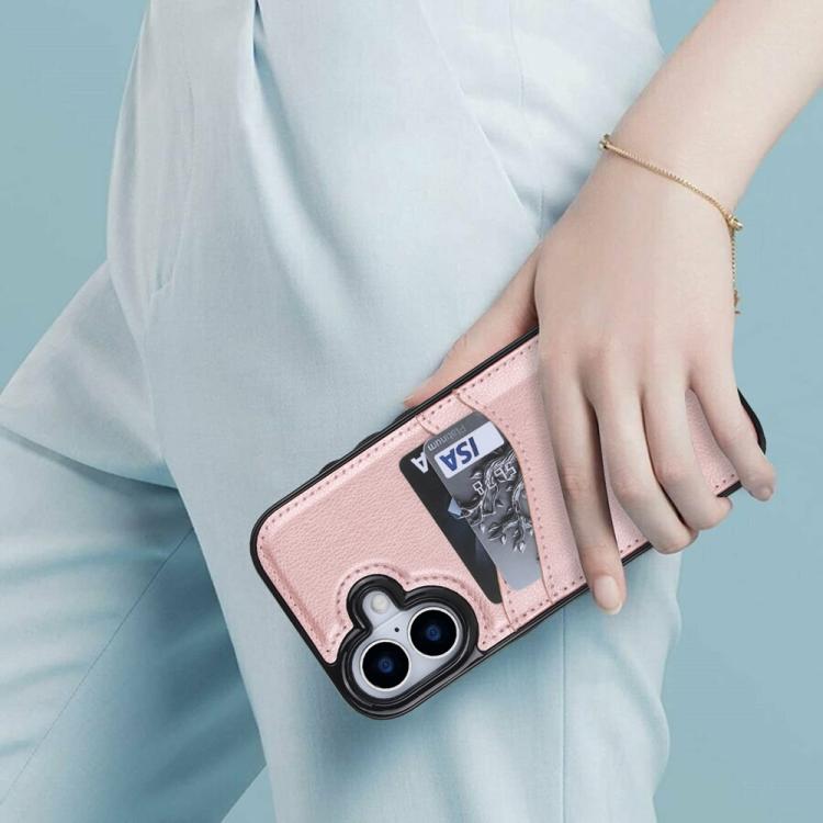 For iPhone 17 Litchi Leather Skin Card Slots Phone Case