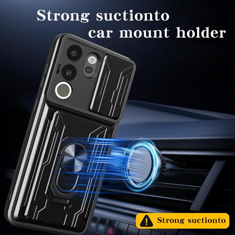 For vivo V29e / Y200 5G / V30 Lite 5G Sliding Camshield TPU+PC Phone Case with Card Slot