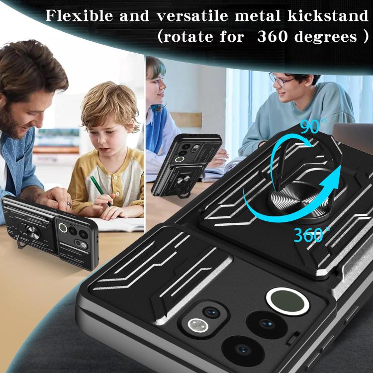 For vivo V29e / Y200 5G / V30 Lite 5G Sliding Camshield TPU+PC Phone Case with Card Slot