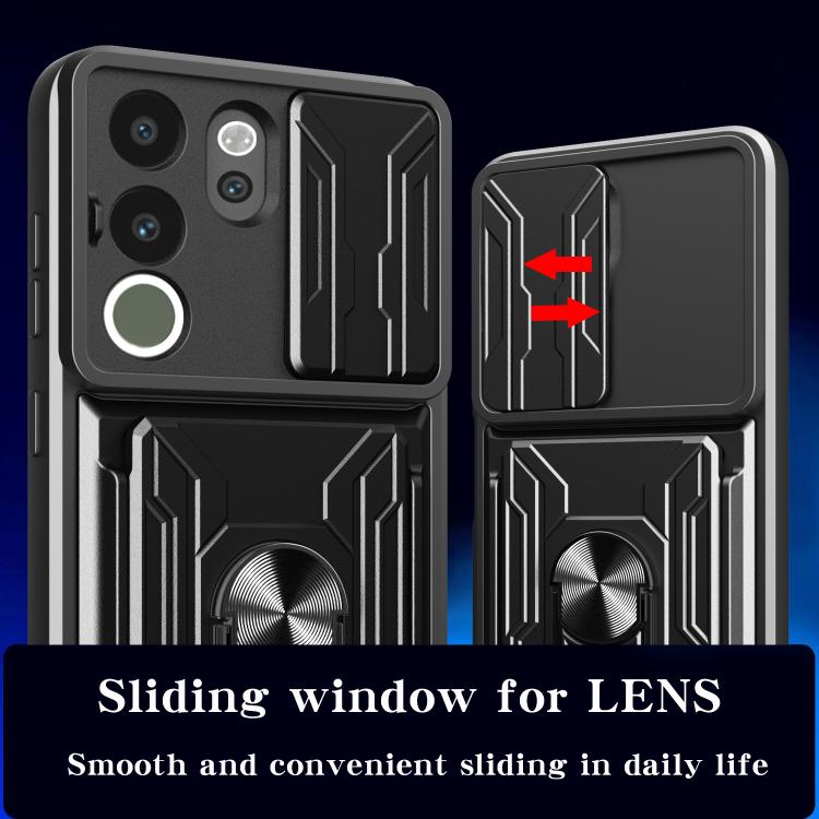 For vivo V29e / Y200 5G / V30 Lite 5G Sliding Camshield TPU+PC Phone Case with Card Slot